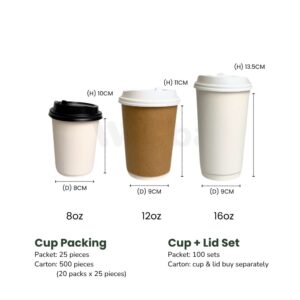 Double wall paper cup with lid