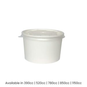 white single wall paper bowl with lid