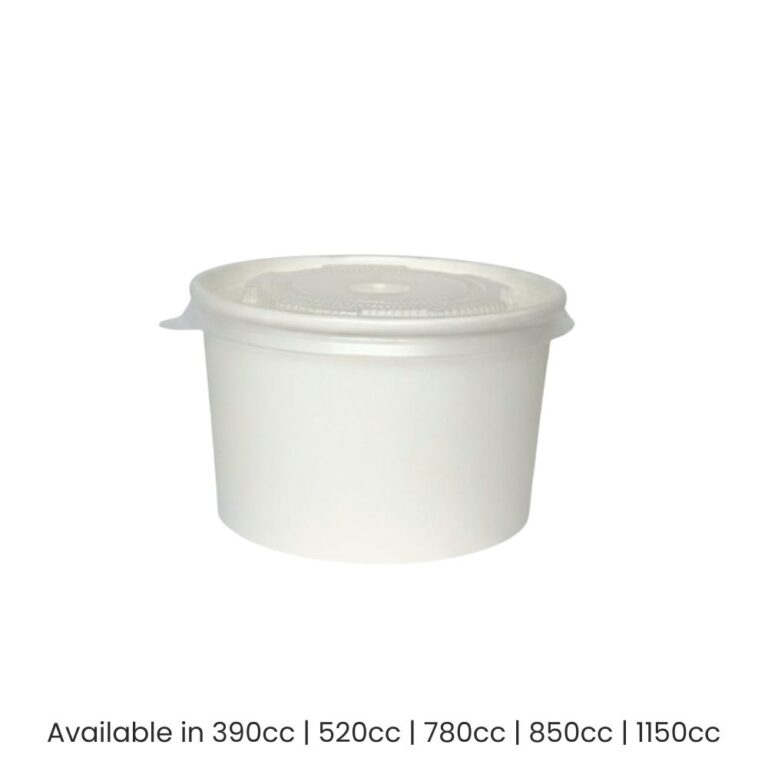 white single wall paper bowl with lid