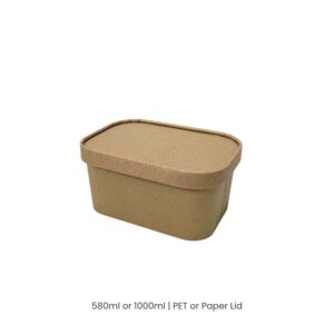 rectangle kraft paper bowl with paper lid