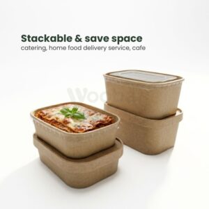 rectangle kraft paper bowl with lids