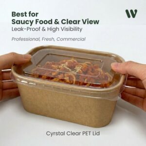 rectangle kraft food bowl with PET lid