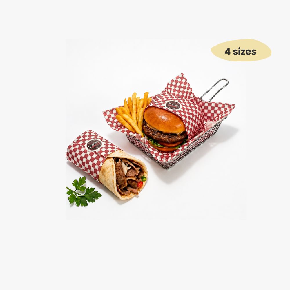 Red checkered deli paper food wrapper for burger and wrap basket liner wholesale KL