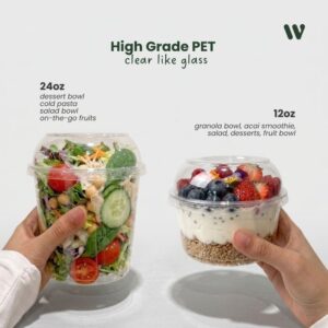 Clear PET deli container with high dome lid for fruit salad acai bowl wholesale KL