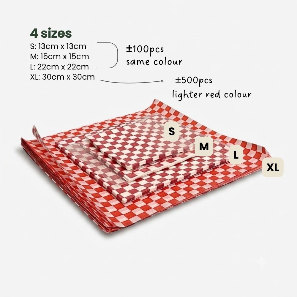 5 Red checkered deli food wrapper