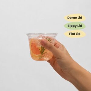 10oz U-shape PET plastic cup 95mm with dome lid wholesale supplier KL