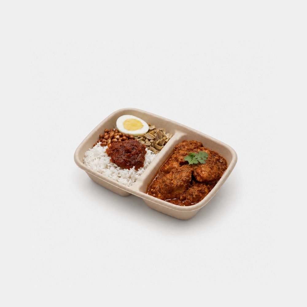 PXL 065 183 Sugarcane 2 Comp CR900ML (2) Biodegradable bagasse bento lunch box for takeaway Malaysia